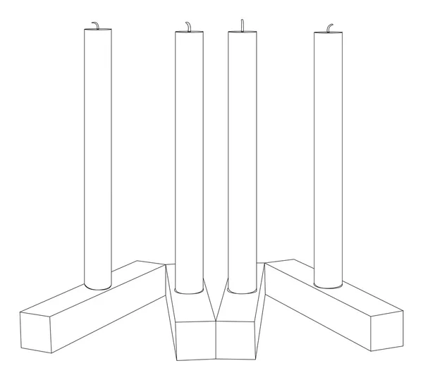 Quatro velas no castiçal de madeira — Vetor de Stock
