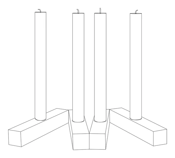 4 つの木製の燭台にキャンドルします。 — ストックベクタ