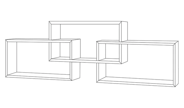 Estantería de madera y diseño — Vector de stock