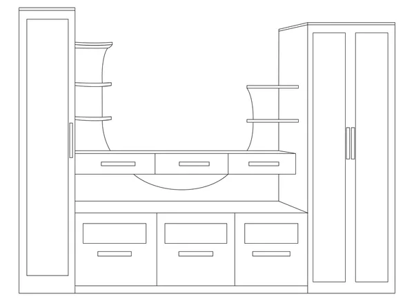 Grande armadio vuoto in legno — Vettoriale Stock