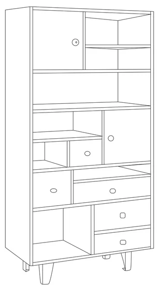 木制和老式书柜 — 图库矢量图片