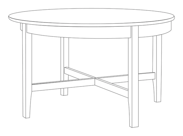 Круглый и деревянный стол — стоковый вектор