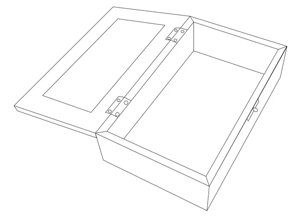 Caja de madera abierta — Vector de stock