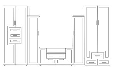 Vektör çizim modern dolap ve göğüs