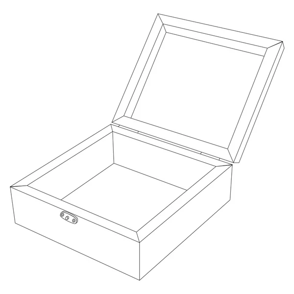 Ilustración vectorial de caja de madera abierta — Vector de stock