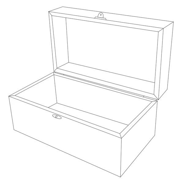Ilustración vectorial de caja de madera abierta — Vector de stock