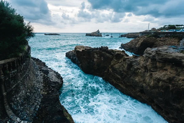 Franciaország délnyugati partján, a Biarritz és a tenger. — Stock Fotó
