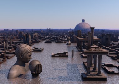 Atlantis submerged city clipart