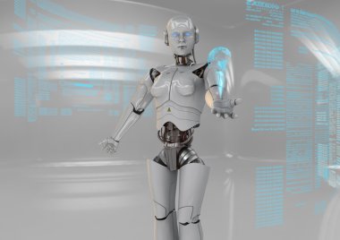 Beyaz robot dünya gösterilen
