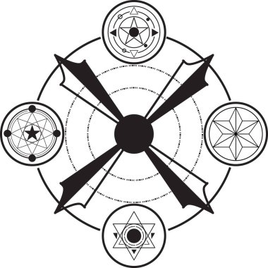 Fantezi sihirli çemberler oluşturun ve büyüler yapın, Yıldızların ve Maceraların Kaderi, cadılar, büyücüler ve sihirli krallık. Düzenlenebilir vuruş