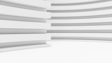 Soyut arkaplan beyaz kemer yapısı, kıvrımlı yapı, 3D görüntüleme.