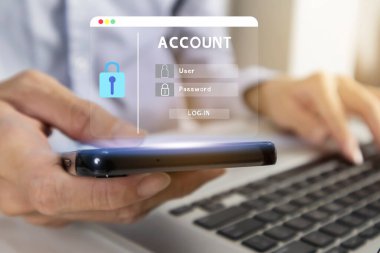 Kişisel hesaplara ve hesap erişimine ulaşmak için cep telefonu kullanma kavramı