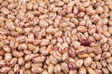 Yüksek lif ve düşük yağ içeriği, duvar kağıdı arka plan için kullanılan ile sağlıklı Brown Pinto fasulye. Yüksek açı görünümünde yakalanan