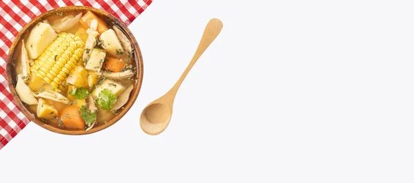 Köstliches Kolumbianisches Gericht Aus Ajiaco Hühnersuppe Mit Gemüse — Stockfoto