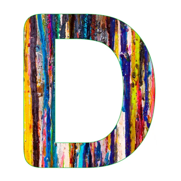アルファベット文字D カラフルなペイントスプラッタの背景 — ストック写真