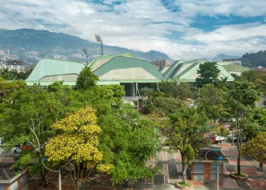 Medellin, Antioquia. Kolombiya - 25 Şubat 2021. Atanasio Girardot Spor Birimi şehirde bulunan bir şehir kompleksidir..