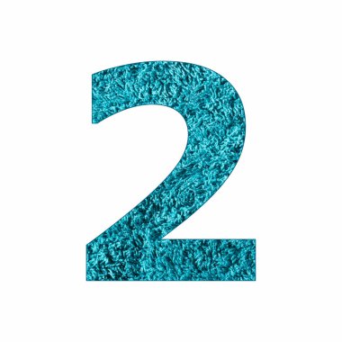 2 Numara - Mavi havlu arkaplanı beyaz üzerine izole edildi