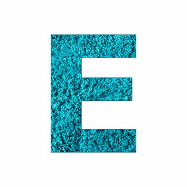 Alfabe Harfi E - Mavi Havlu Arkaplanı