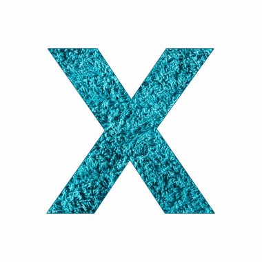 Alfabe Harfi X - Mavi Havlu Arkaplanı