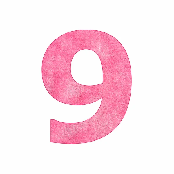 Number Digit Nine Pink Plush Texture — Stock Photo, Image