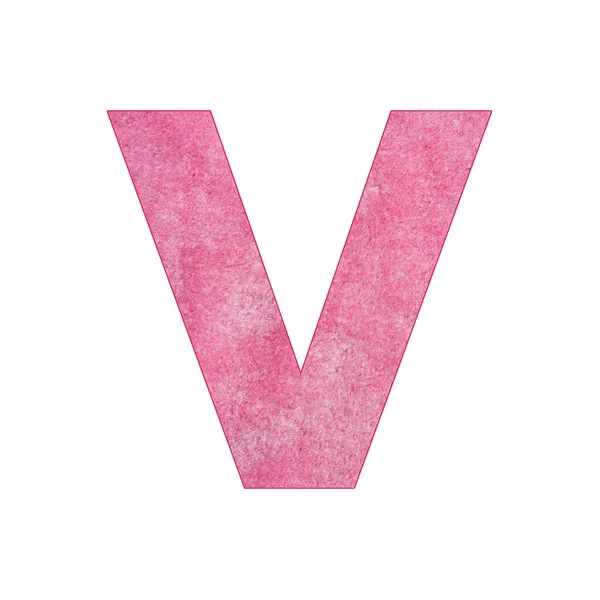 字母V 粉红毛绒质感 — 图库照片