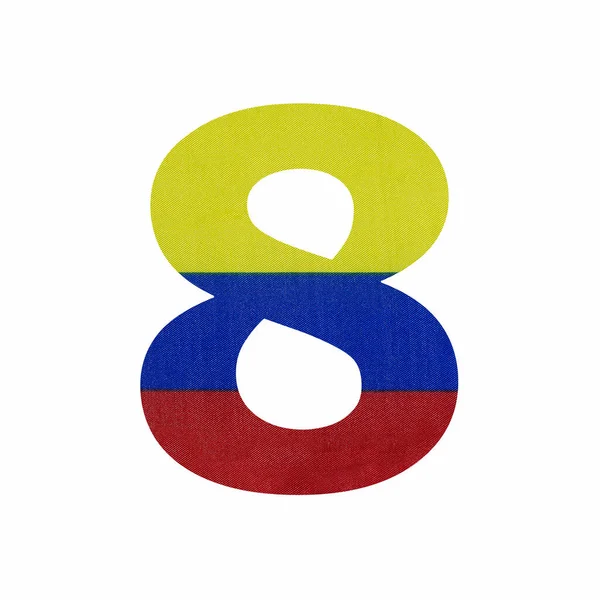 デジタル番号8 コロンビア国旗の色 — ストック写真