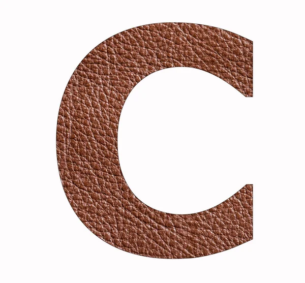 Huruf Alfabet Latar Belakang Tekstur Kulit Coklat — Stok Foto