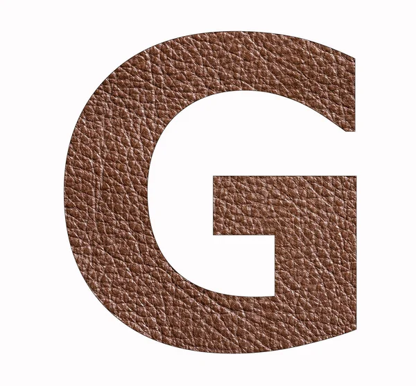 字母G 棕色皮革纹理背景 — 图库照片
