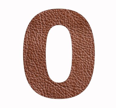 Rakam 0 - Kahverengi deri doku arkaplanı
