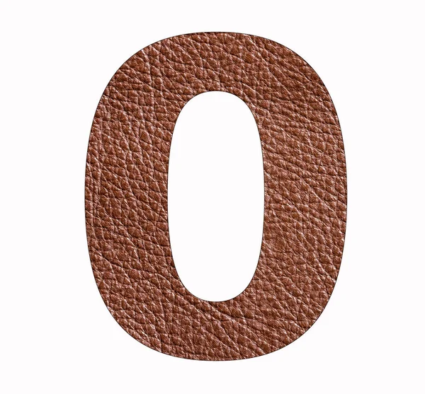 Rakam 0 - Kahverengi deri doku arkaplanı