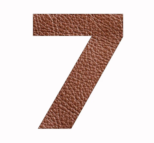Number Seven Brown Leather Texture Background — Foto de Stock