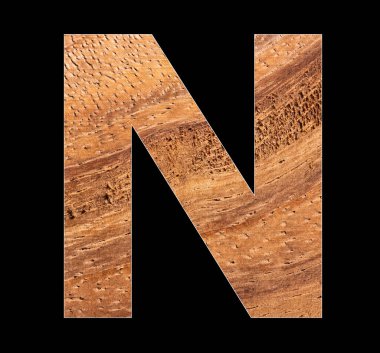 Tahta alfabe büyük harf N - Siyah arkaplan