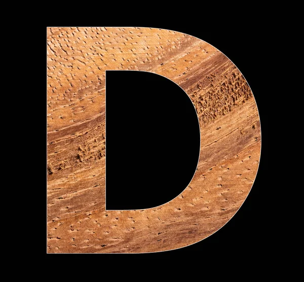 木製アルファベット大文字D 黒の背景 — ストック写真