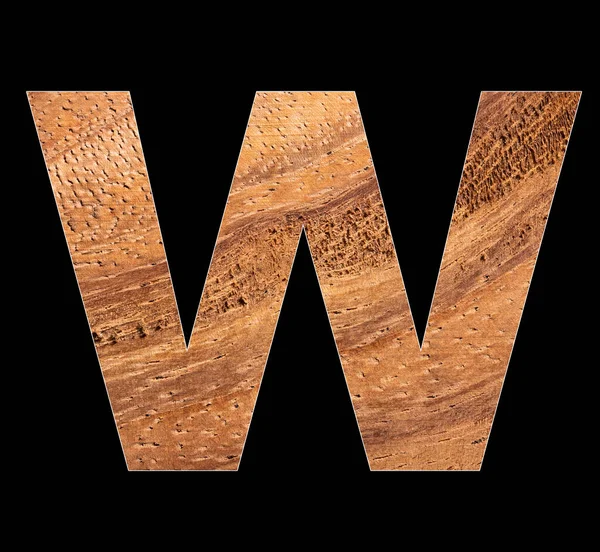 木製アルファベット大文字W 黒の背景 — ストック写真