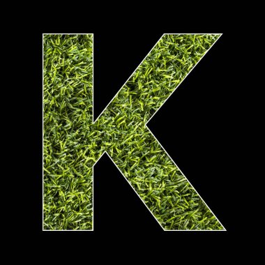 Büyük harf K - Yapay çim arkaplan dokusu