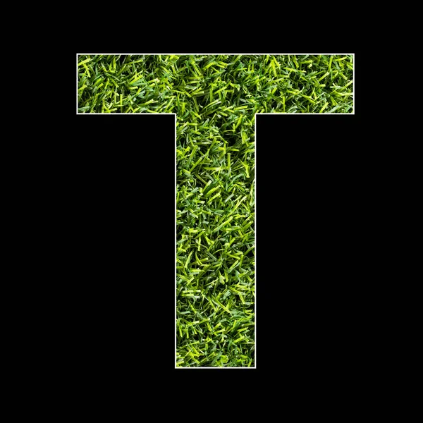 手紙T 人工芝の背景色 — ストック写真