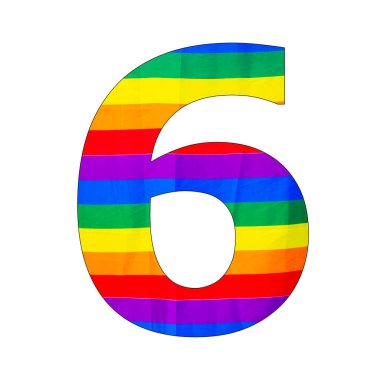 Rakam 6 - Kumaş dalgalı gökkuşağı LGBT gurur arkaplanı
