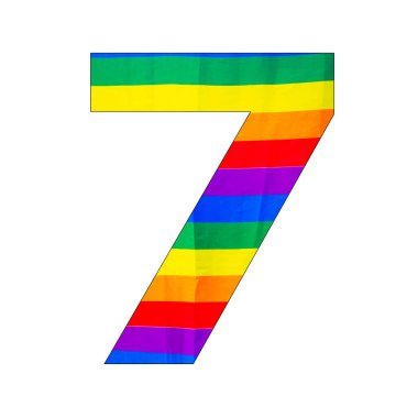 7 Numara (7) - LGBTQ bayrak renk arkaplanı