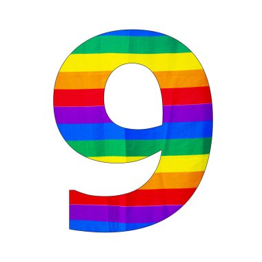 9 numara (9) - LGBTQ bayrak renk arkaplanı