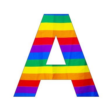 Harf A Büyük - Kumaş dalgalı gökkuşağı LGBT gurur arkaplanı