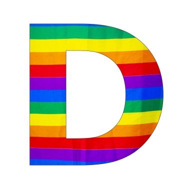 Harf alfabesi D - LGBTQ bayrak renk arkaplanı