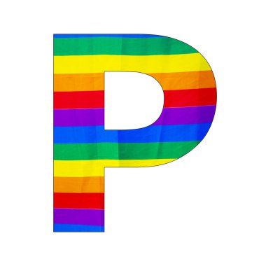P Büyük harfi - Kumaş dalgalı gökkuşağı LGBT gurur arkaplanı