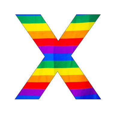 Harf X Büyük - Kumaş dalgalı gökkuşağı LGBT gurur arkaplanı