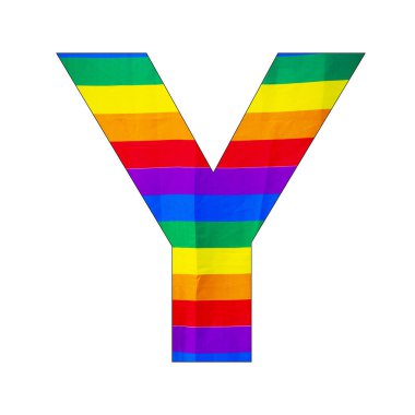 Y harfi alfabesi - LGBTQ bayrak renk arkaplanı