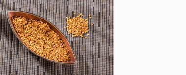 Organik çemen otu tohumları, Methi Dana. Sağlıklı yemek.