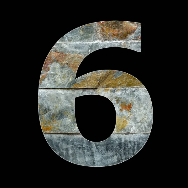 Número Seis Dígitos Fundo Pedra Rústica — Fotografia de Stock