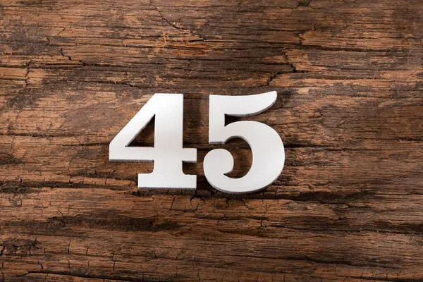 Vijfenveertig Wit Houten Nummer Rustieke Achtergrond — Stockfoto