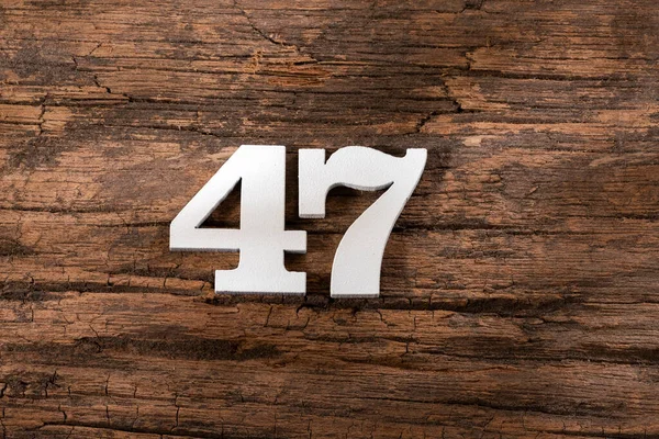 Forty Seven White Wooden Number Rustic Background — Stock Photo, Image