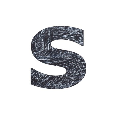 s Küçük harf - tebeşirle çizilmiş yazı tipi alfabesi eli