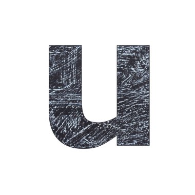 u küçük harf - yazı tipi alfabesi tebeşirle çizilmiş el